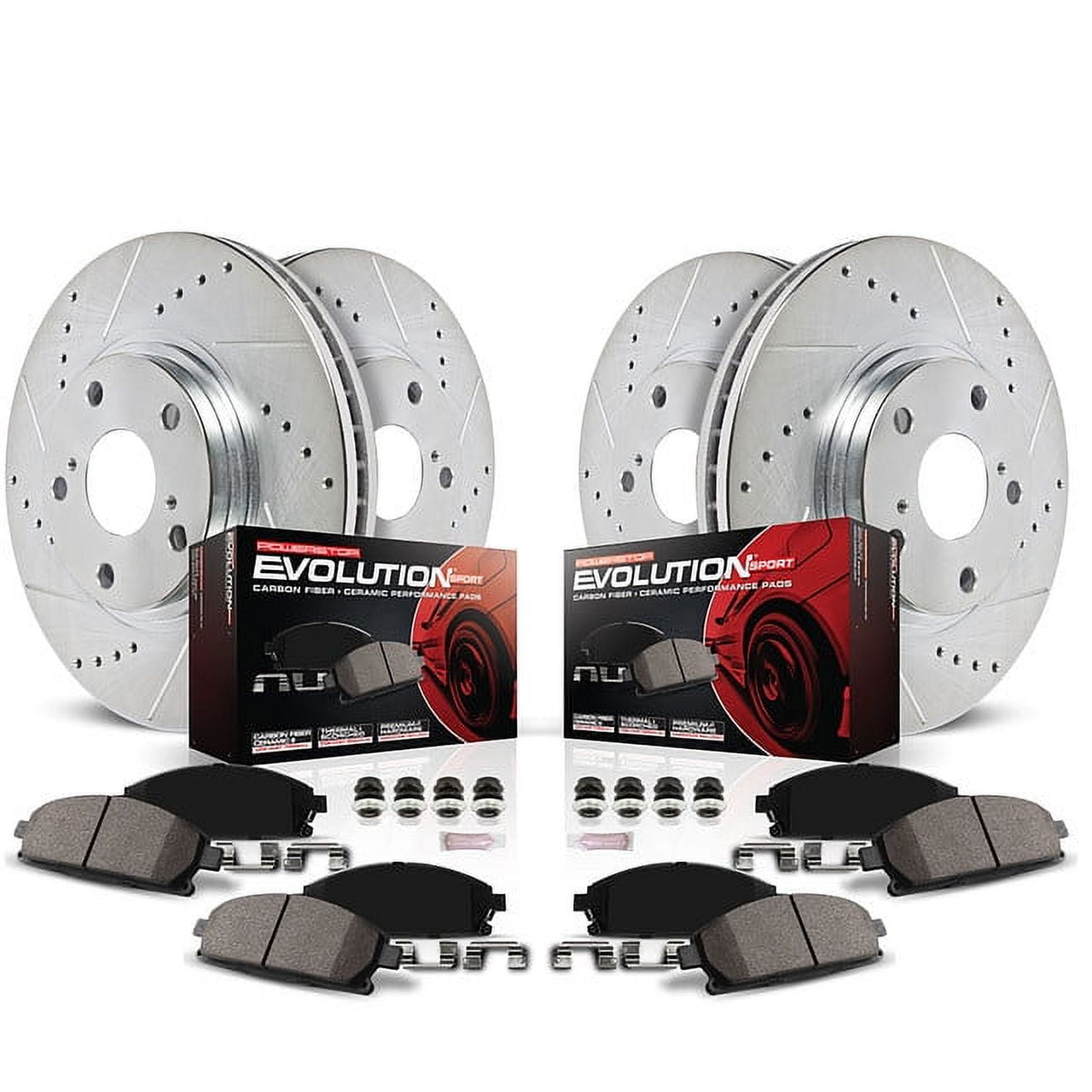 AutoShack Front and Rear Drilled Slotted Brake Rotors Black and
