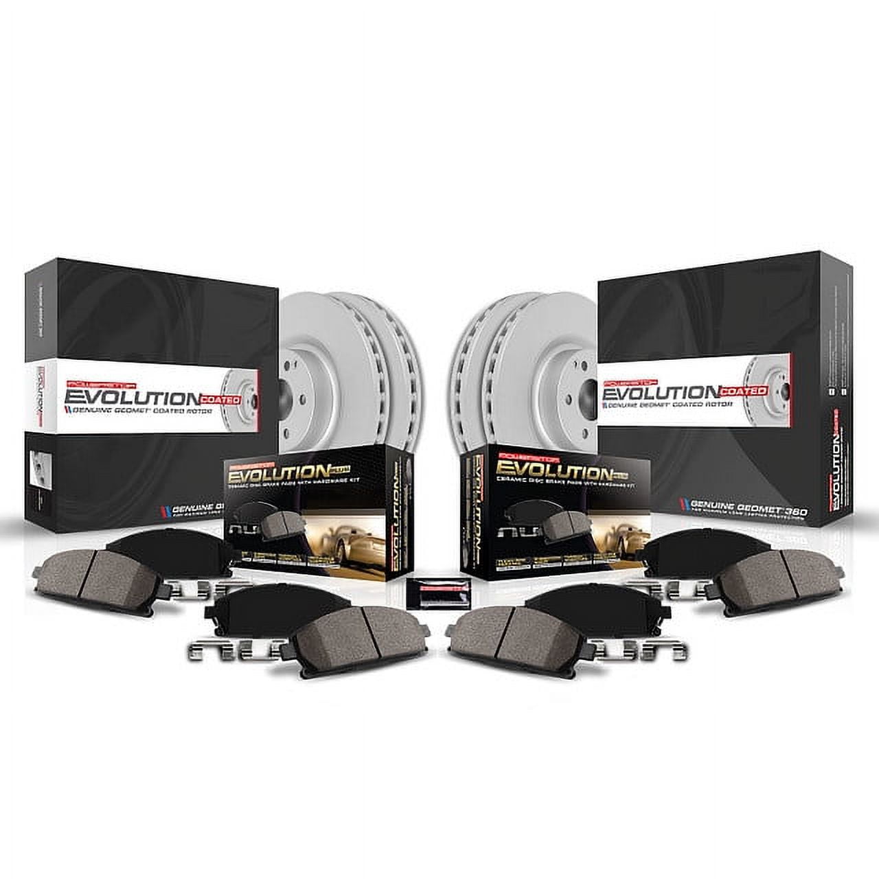 PowerStop Front and Rear Geomet Coated Brake Rotor and Pad Kit Fits: TOYOTA Select Models CRK1066
