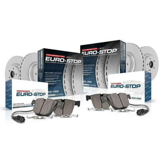 Power Stop Front and Rear Euro-Stop ECE-R90 Certified Brake Pad and Rotor Kit ESK2883