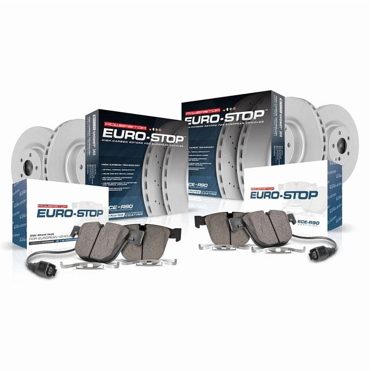 Power Stop Front and Rear Euro-Stop ECE-R90 Certified Brake Pad and Rotor Kit ESK4512
