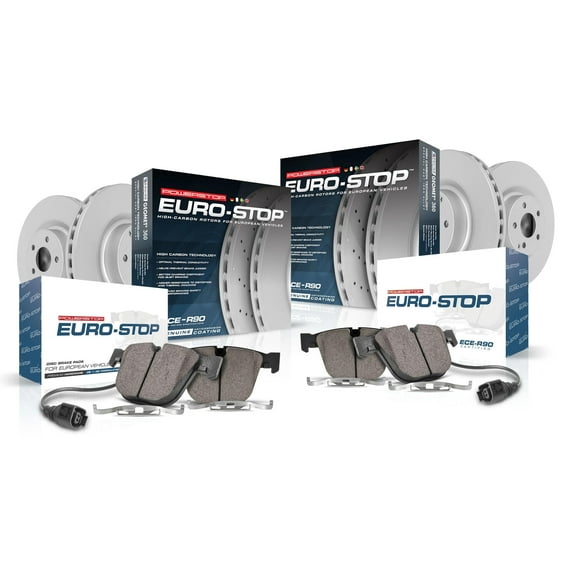 Power Stop Front and Rear Euro-Stop ECE-R90 Certified Brake Pad and Rotor Kit ESK8365