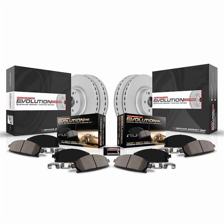 PowerStop Front and Rear Geomet Coated Brake Rotor and Pad Kit
