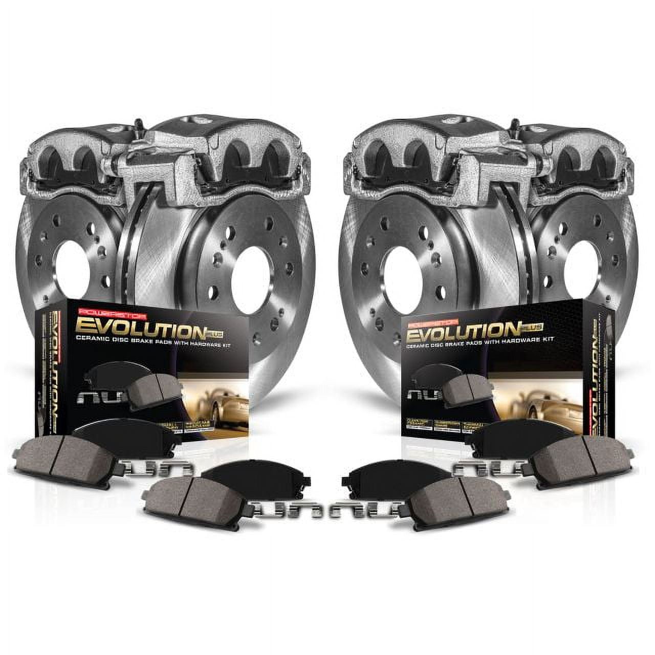 PowerStop Front and Rear Stock Replacement Brake Pad and Rotor Kit with Calipers Fits: BMW Select Models KCOE4102
