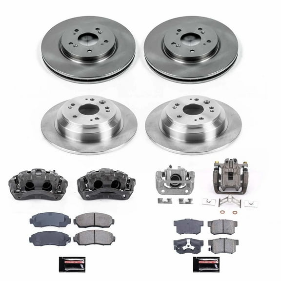 PowerStop Front and Rear Stock Replacement Brake Pad and Rotor Kit with Calipers Fits: HONDA Select Models KCOE5816