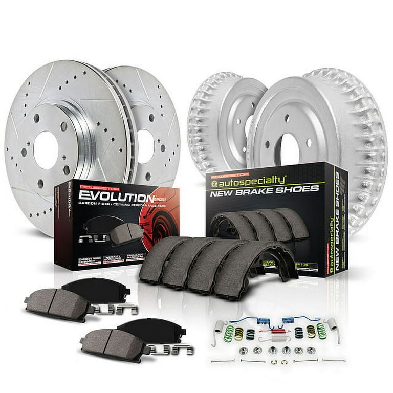 Power Stop K15199DK Front & Rear Z23 Carbon Fiber Brake Pad Kit With Drilled & Slotted Rotors And Drums