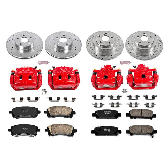 PowerStop Front and Rear Z23 Evolution Sport Brake Pad and Rotor Kit with Red Powder Coated Calipers Fits: SUBARU Select Models KC2749
