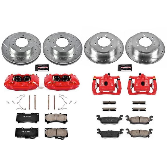 PowerStop Front and Rear Z23 Evolution Sport Brake Pad and Rotor Kit with Red Powder Coated Calipers Fits: HUMMER Select Models KC2820