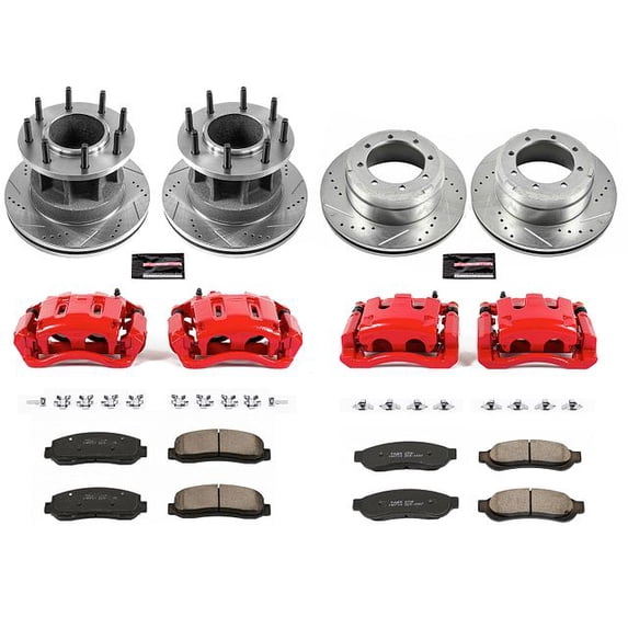 PowerStop Front and Rear Z23 Evolution Sport Brake Pad and Rotor Kit with Red Powder Coated Calipers Fits: FORD Select Models KC4032