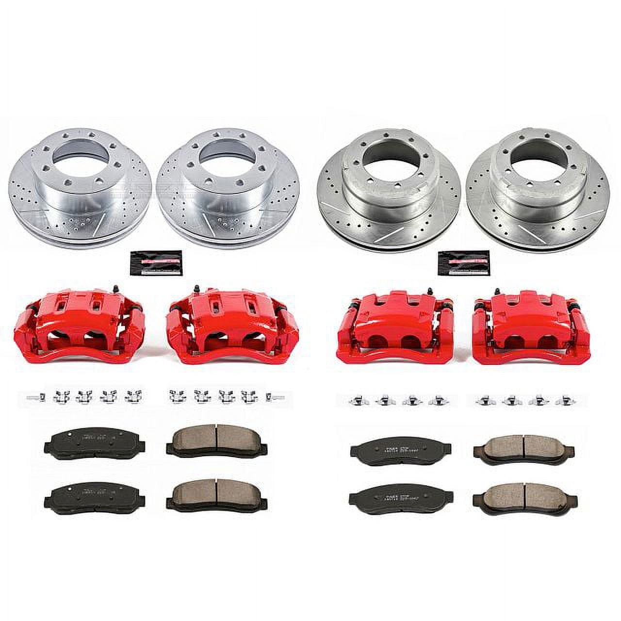 PowerStop Front and Rear Z23 Evolution Sport Brake Pad and Rotor Kit with Red Powder Coated Calipers Fits: FORD Select Models KC4033
