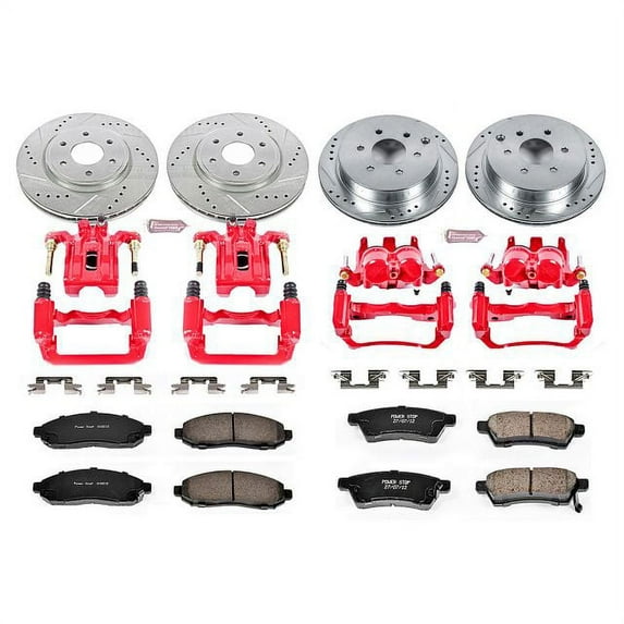 PowerStop Front and Rear Z23 Evolution Sport Brake Pad and Rotor Kit with Red Powder Coated Calipers Fits: NISSAN SUZUKI Select Models KC4062