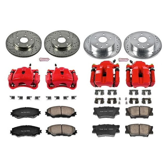 PowerStop Front and Rear Z23 Evolution Sport Brake Pad and Rotor Kit with Red Powder Coated Calipers Fits: TOYOTA Select Models KC4100