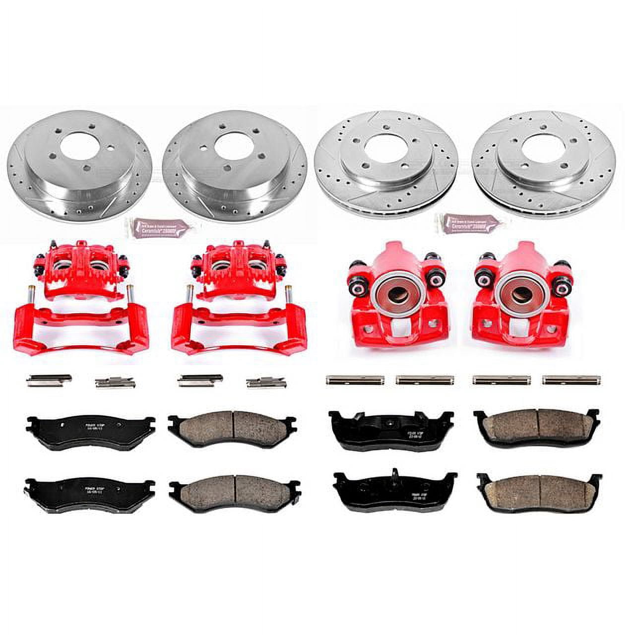 PowerStop Front and Rear Z23 Evolution Sport Brake Pad and Rotor Kit with Red Powder Coated Calipers Fits: FORD LINCOLN Select Models KC5461