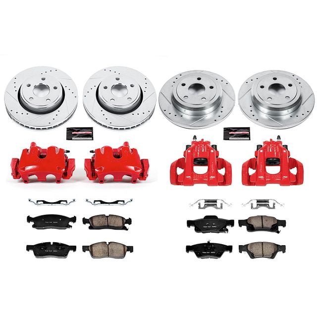 PowerStop Front and Rear Z23 Evolution Sport Brake Pad and Rotor Kit with Red Powder Coated Calipers Fits: DODGE JEEP Select Models KC5952