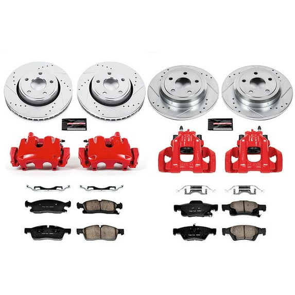 PowerStop Front and Rear Z23 Evolution Sport Brake Pad and Rotor Kit with Red Powder Coated Calipers Fits: DODGE JEEP Select Models KC5952