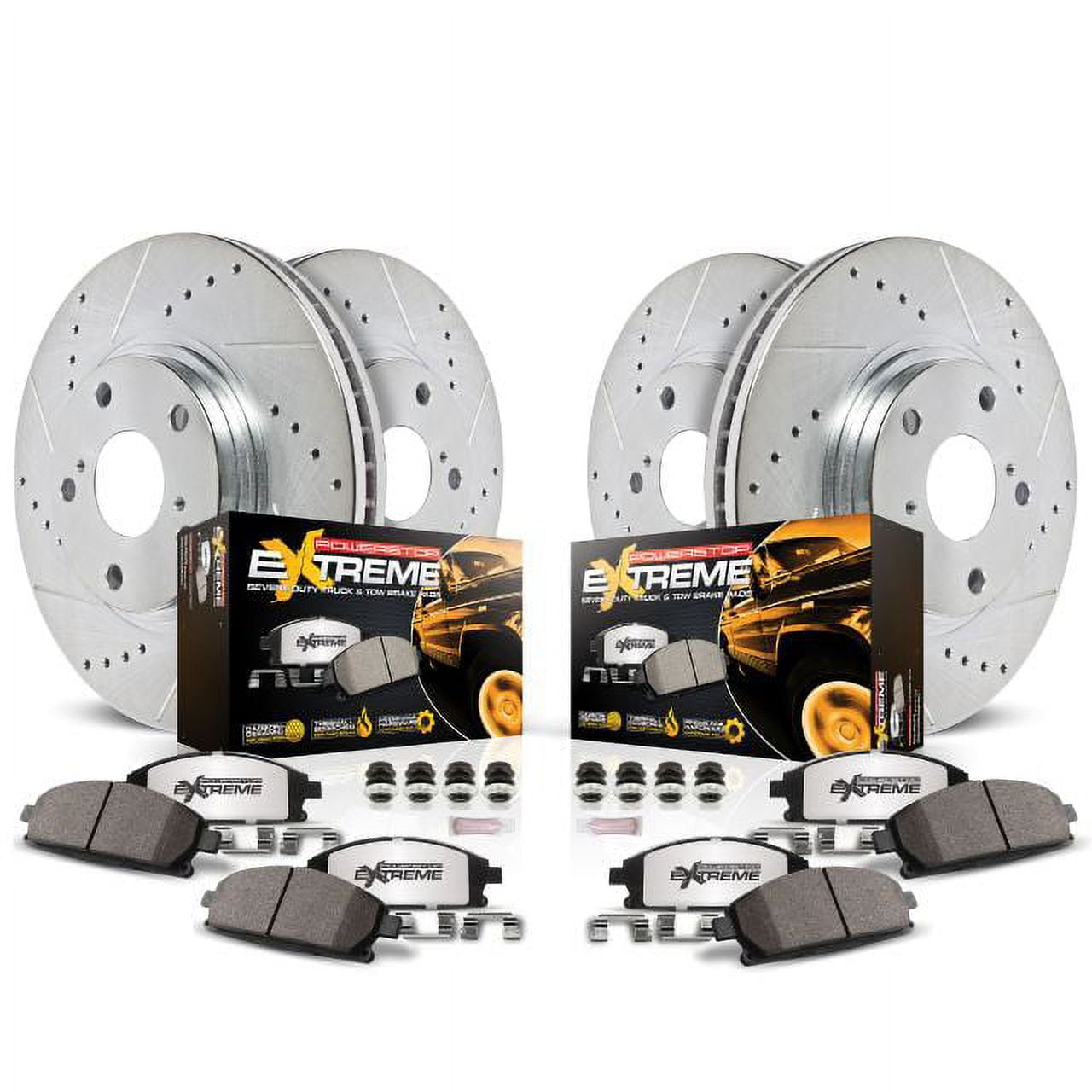 PowerStop Front and Rear Z36 Truck & Tow Carbon-Fiber Ceramic Brake Pad and Drilled and Slotted Rotor Kit Fits: FORD Select Models K1797-36