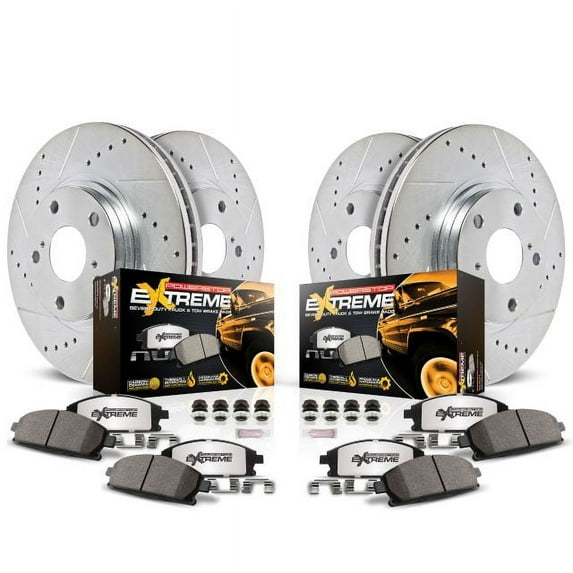 PowerStop Front and Rear Z36 Truck & Tow Carbon-Fiber Ceramic Brake Pad and Drilled and Slotted Rotor Kit Fits: FORD Select Models K5517-36