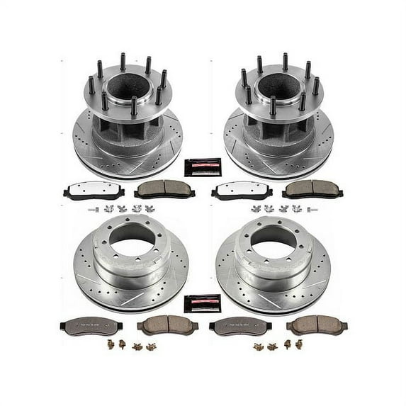 PowerStop Front and Rear Z36 Truck & Tow Carbon-Fiber Ceramic Brake Pad and Drilled and Slotted Rotor Kit Fits: FORD Select Models K6527-36