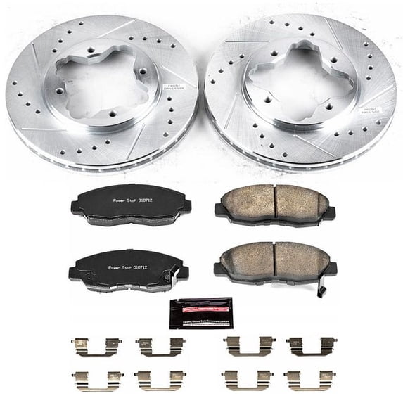 PowerStop Front Z23 Evolution Sport Carbon-Fiber Ceramic Brake Pad and Drilled & Slotted Rotor Kit Fits: ACURA HONDA Select Models K697