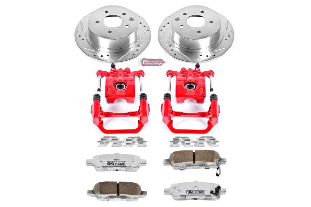 PowerStop Rear Z26 Street Warrior Brake Pad and Rotor Kit with Red Powder Coated Calipers Fits: NISSAN Select Models KC098-26