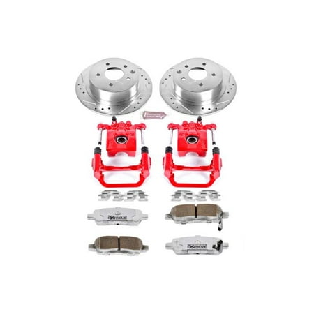 PowerStop Rear Z26 Street Warrior Brake Pad and Rotor Kit with Red Powder Coated Calipers Fits: NISSAN Select Models KC098-26