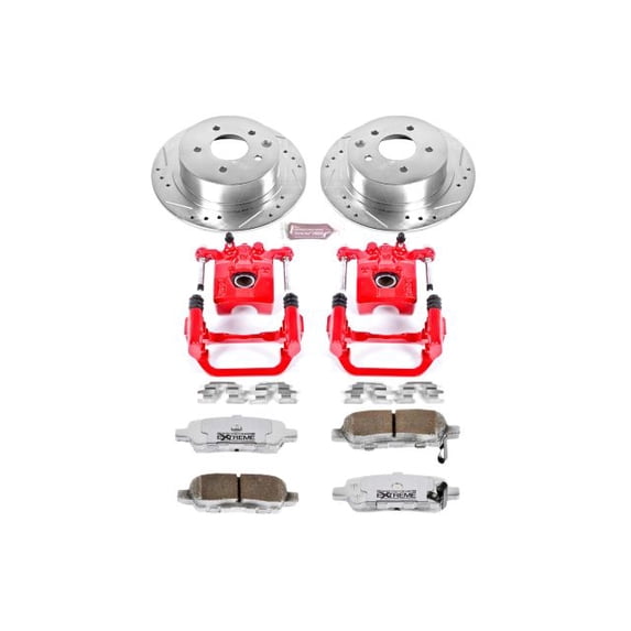 PowerStop Rear Z26 Street Warrior Brake Pad and Rotor Kit with Red Powder Coated Calipers Fits: NISSAN Select Models KC098-26