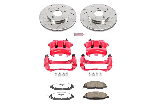 PowerStop Front Z26 Street Warrior Brake Pad and Rotor Kit with Red Powder Coated Calipers Fits: FORD Select Models KC1382-26