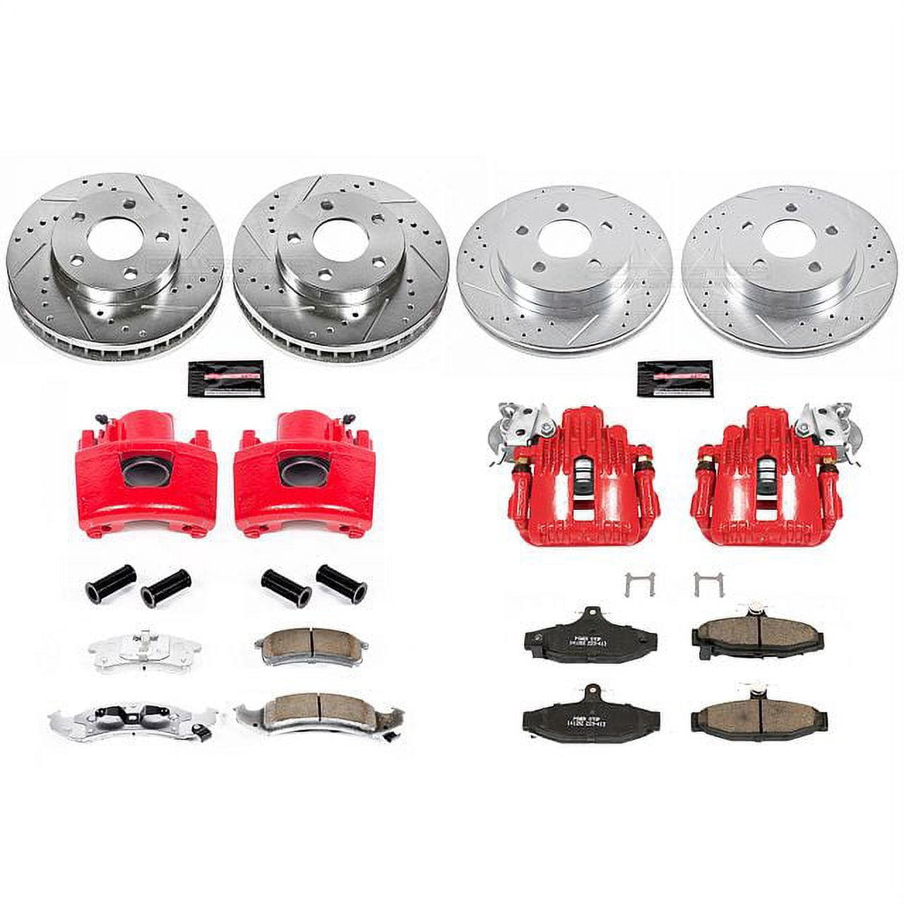 PowerStop Front and Rear Z23 Evolution Sport Brake Pad and Rotor Kit with Red Powder Coated Calipers Fits: CHEVROLET PONTIAC Select Models KC1535