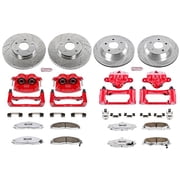 PowerStop Front and Rear Z26 Street Warrior Brake Pad and Rotor Kit with Red Powder Coated Calipers Fits: CHEVROLET PONTIAC Select Models KC1548-26