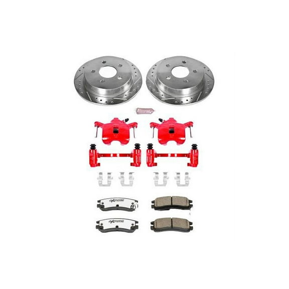 PowerStop Rear Z26 Street Warrior Brake Pad and Rotor Kit with Red Powder Coated Calipers Fits: BUICK CHEVROLET OLDSMOBILE PONTIAC Select Models KC1558-26