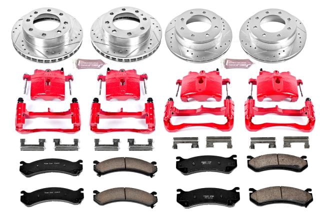 PowerStop Front and Rear Z23 Evolution Sport Brake Pad and Rotor Kit with Red Powder Coated Calipers Fits: CHEVROLET GMC HUMMER Select Models KC2023A