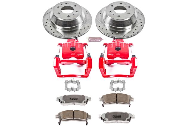 PowerStop Rear Z26 Street Warrior Brake Pad and Rotor Kit with Red Powder Coated Calipers Fits: BUICK CHEVROLET GMC ISUZU OLDSMOBILE SAAB Select Models KC2050-26