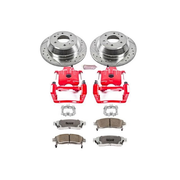 PowerStop Rear Z26 Street Warrior Brake Pad and Rotor Kit with Red Powder Coated Calipers Fits: BUICK CHEVROLET GMC ISUZU OLDSMOBILE SAAB Select Models KC2050-26