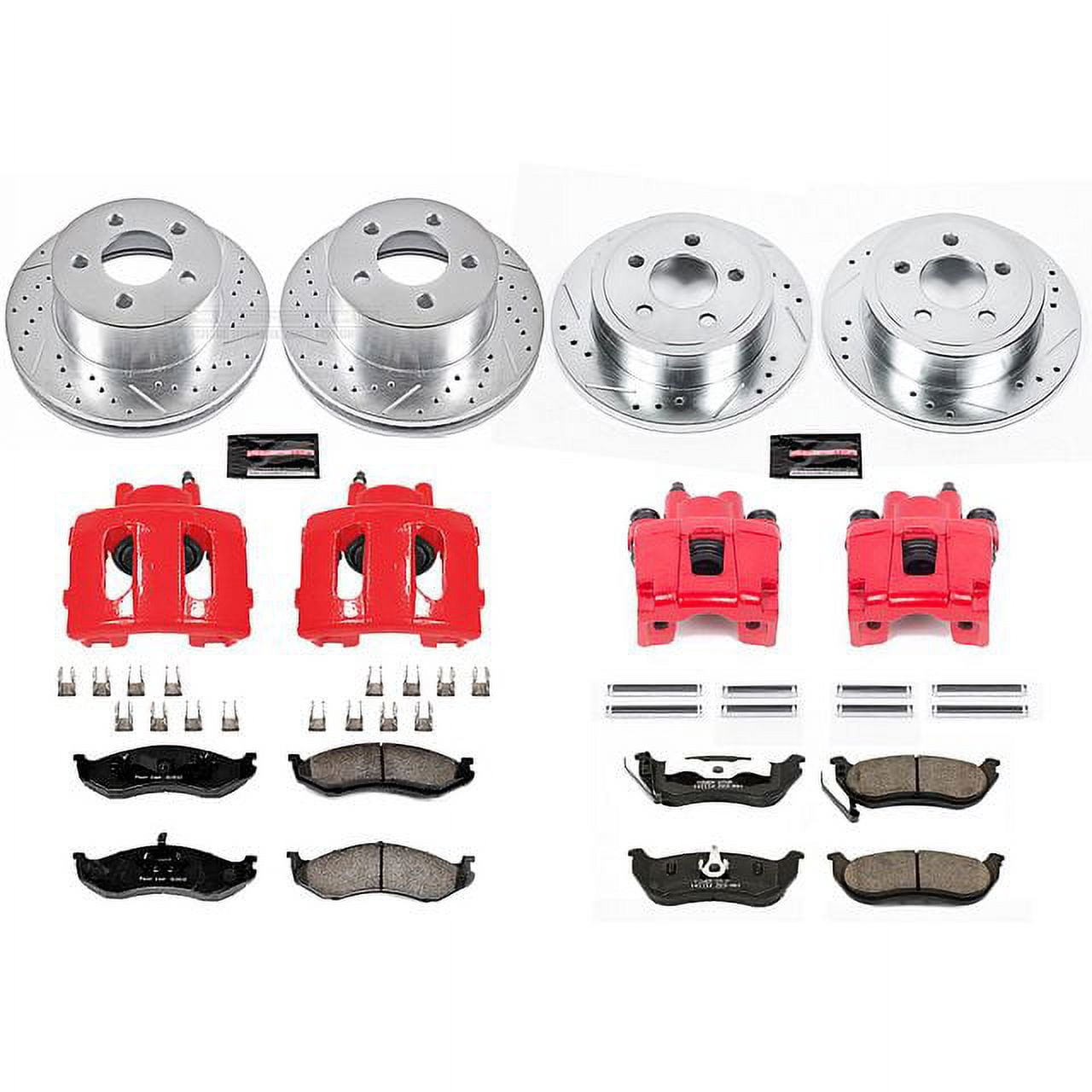 PowerStop Front and Rear Z23 Evolution Sport Brake Pad and Rotor Kit with Red Powder Coated Calipers Fits: JEEP Select Models KC2154