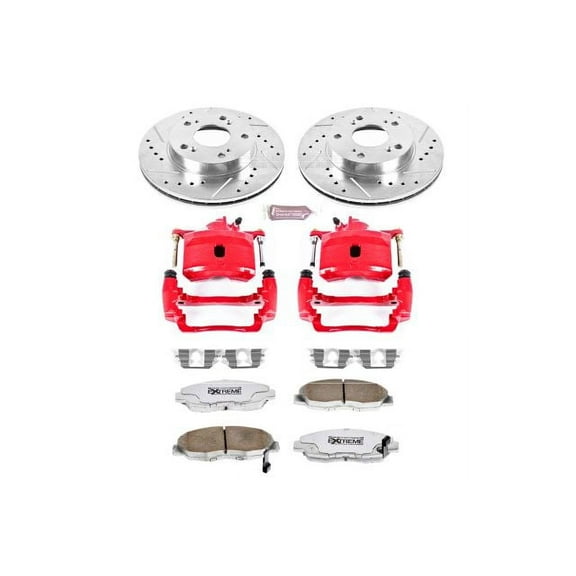 PowerStop Front Z26 Street Warrior Brake Pad and Rotor Kit with Red Powder Coated Calipers Fits: HONDA Select Models KC2384-26