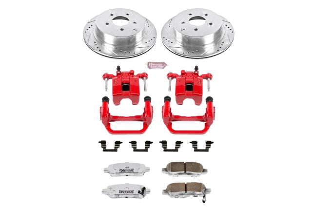 PowerStop Rear Z26 Street Warrior Brake Pad and Rotor Kit with Red Powder Coated Calipers Fits: NISSAN Select Models KC2427-26