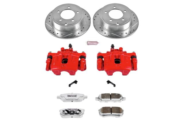 PowerStop Rear Z26 Street Warrior Brake Pad and Rotor Kit with Red Powder Coated Calipers Fits: CHRYSLER DODGE JEEP MITSUBISHI Select Models KC3033-26