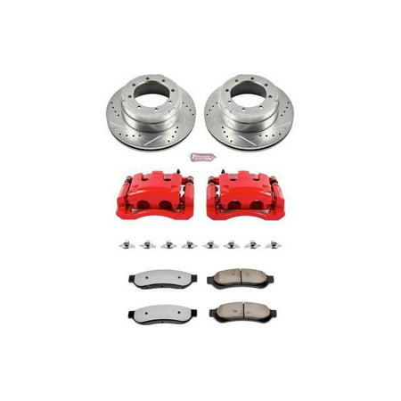 PowerStop Rear Z36 Truck & Tow Brake Pad and Rotor Kit with Red Powder Coated Calipers Fits: FORD Select Models KC4593-36