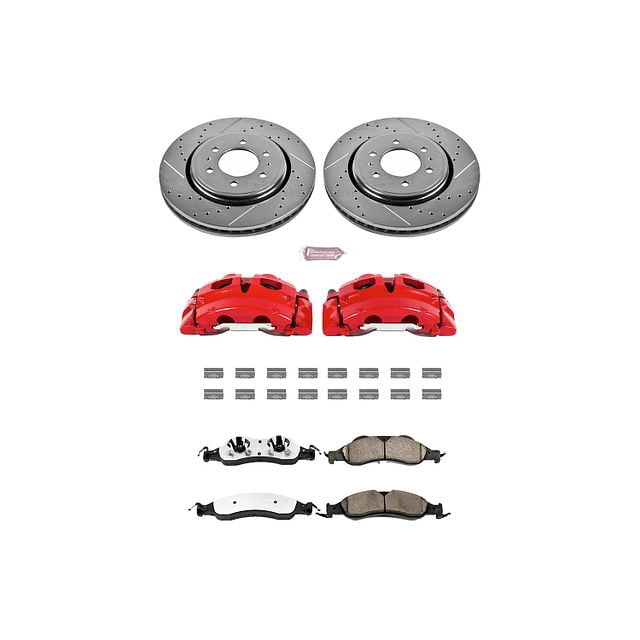 PowerStop Front Z36 Truck & Tow Brake Pad and Rotor Kit with Red Powder Coated Calipers Fits: FORD LINCOLN Select Models KC4682-36
