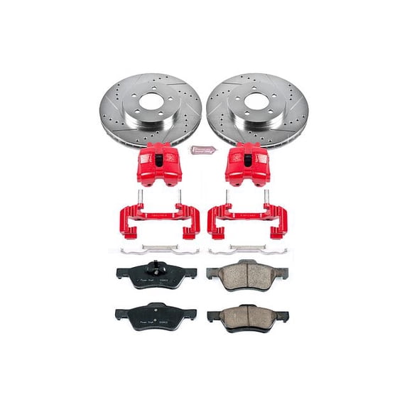 PowerStop Front Z23 Evolution Sport Brake Pad and Rotor Kit with Red Powder Coated Calipers Fits: FORD MAZDA MERCURY Select Models KC5571