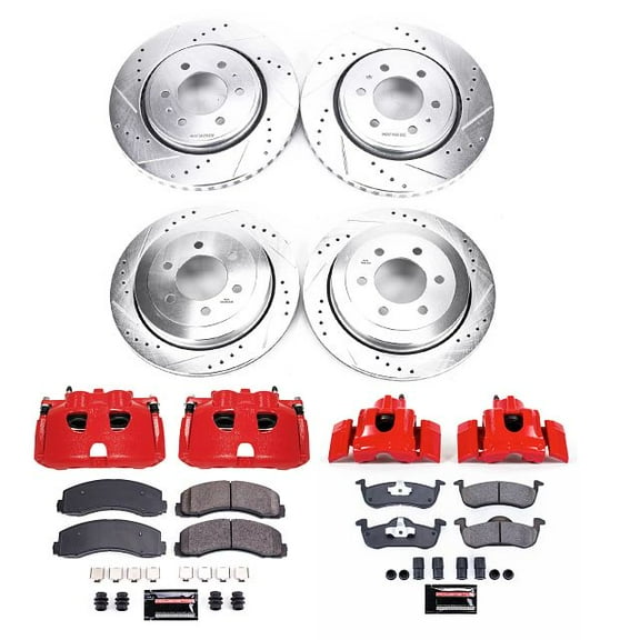 PowerStop Front and Rear Z23 Evolution Sport Brake Pad and Rotor Kit with Red Powder Coated Calipers Fits: FORD LINCOLN Select Models KC5577