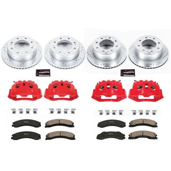 PowerStop Front and Rear Z23 Evolution Sport Brake Pad and Rotor Kit with Red Powder Coated Calipers Fits: CHEVROLET GMC Select Models KC6259
