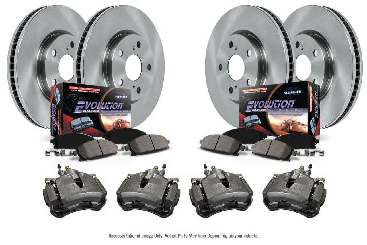 PowerStop Front and Rear Stock Replacement Brake Pad and Rotor Kit with Calipers Fits: LEXUS Select Models KCOE1079A