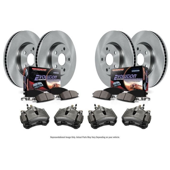 PowerStop Front and Rear Stock Replacement Brake Pad and Rotor Kit with Calipers Fits: LEXUS Select Models KCOE1079A