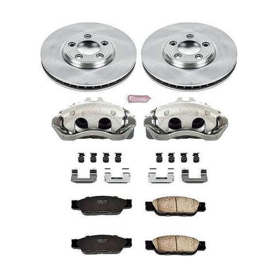 PowerStop Front Stock Replacement Brake Pad and Rotor Kit with Calipers Fits: FORD JAGUAR LINCOLN Select Models KCOE1351