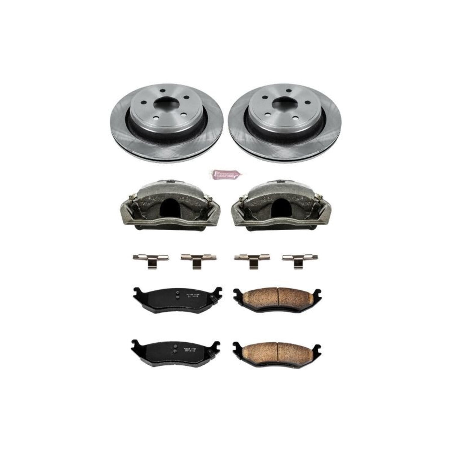 PowerStop Rear Stock Replacement Brake Pad and Rotor Kit with Calipers Fits: CHRYSLER DODGE Select Models KCOE2172