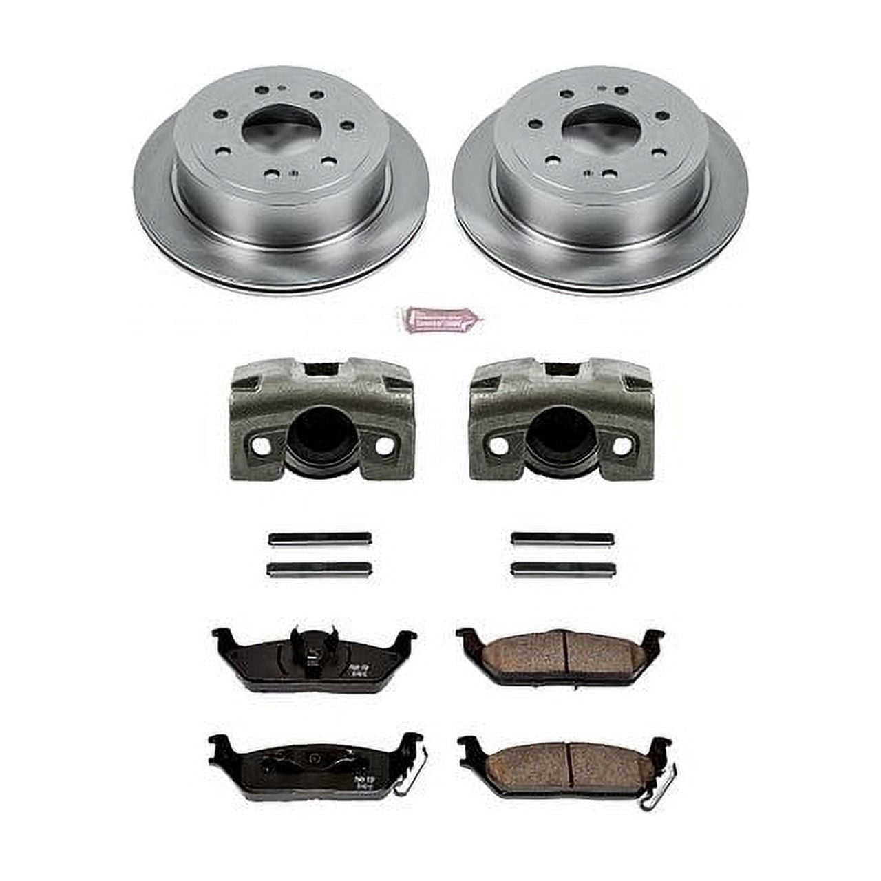 PowerStop Rear Stock Replacement Brake Pad and Rotor Kit with Calipers Fits: FORD LINCOLN Select Models KCOE4556