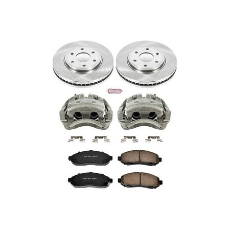 PowerStop Front Stock Replacement Brake Pad and Rotor Kit with Calipers Fits: NISSAN SUZUKI Select Models KCOE4611