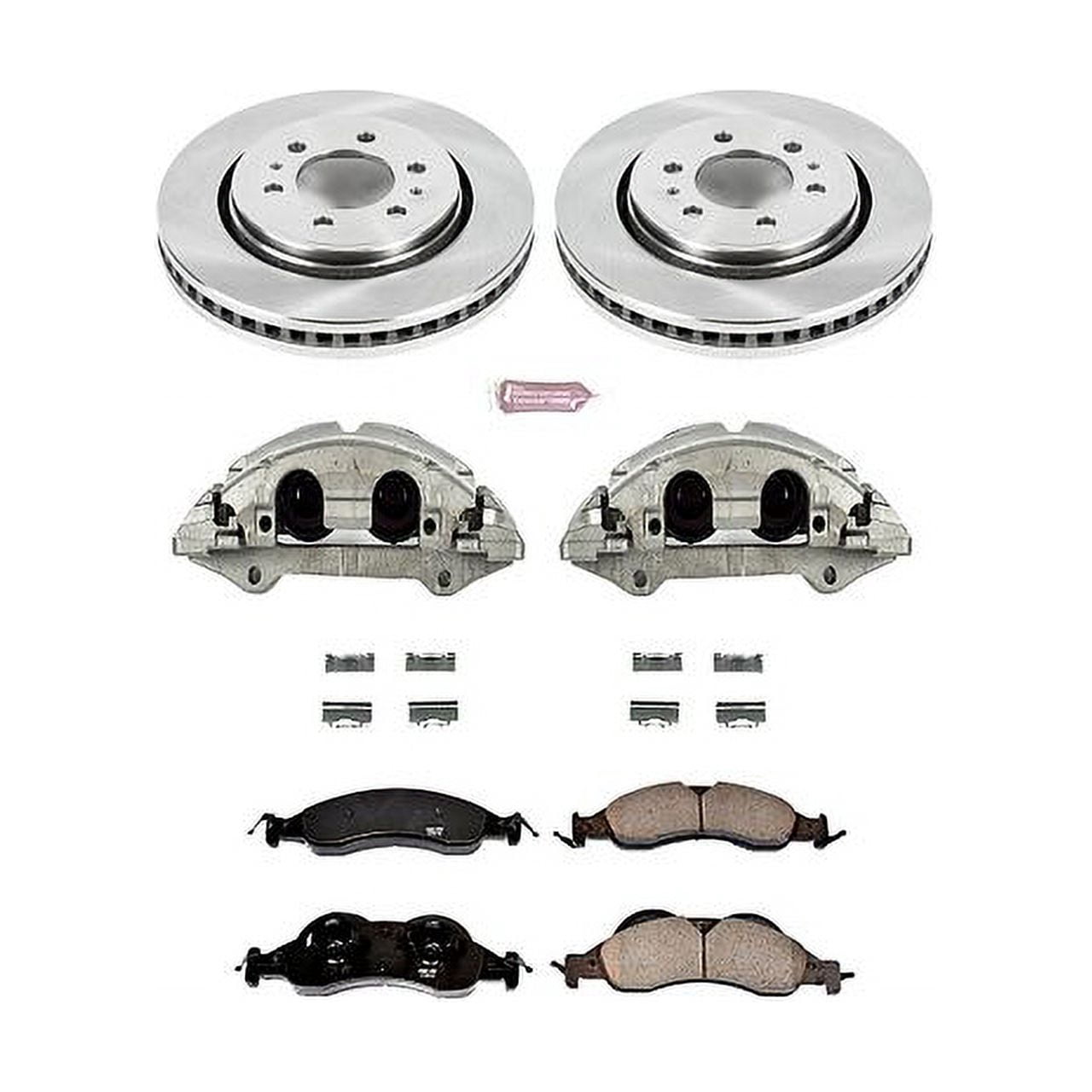 PowerStop Front Stock Replacement Brake Pad and Rotor Kit with Calipers Fits: FORD LINCOLN Select Models KCOE4682