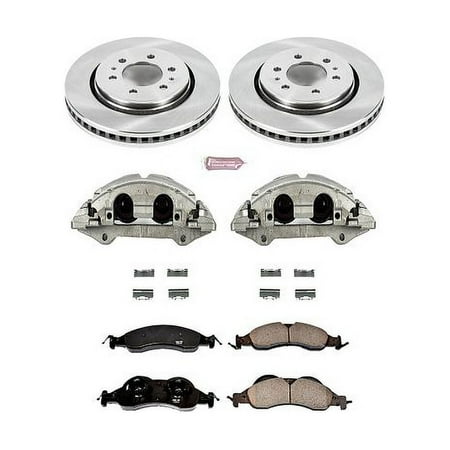 PowerStop Front Stock Replacement Brake Pad and Rotor Kit with Calipers Fits: FORD LINCOLN Select Models KCOE4682