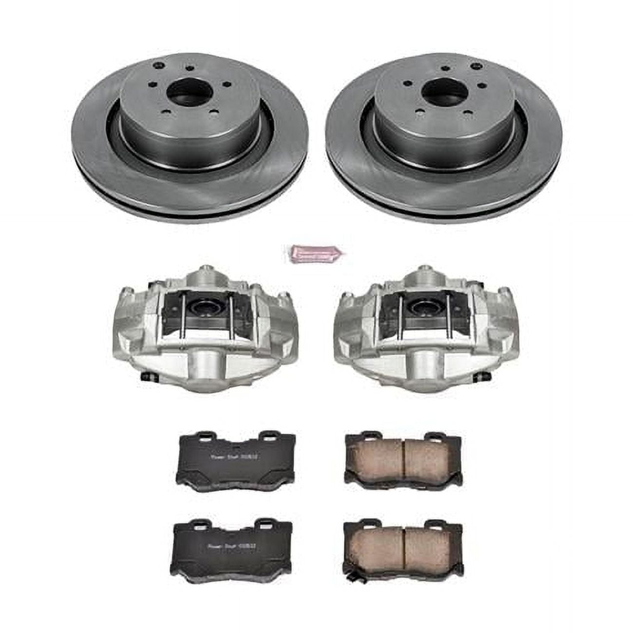 PowerStop Rear Stock Replacement Brake Pad and Rotor Kit with Calipers Fits: INFINITI Select Models KCOE5861